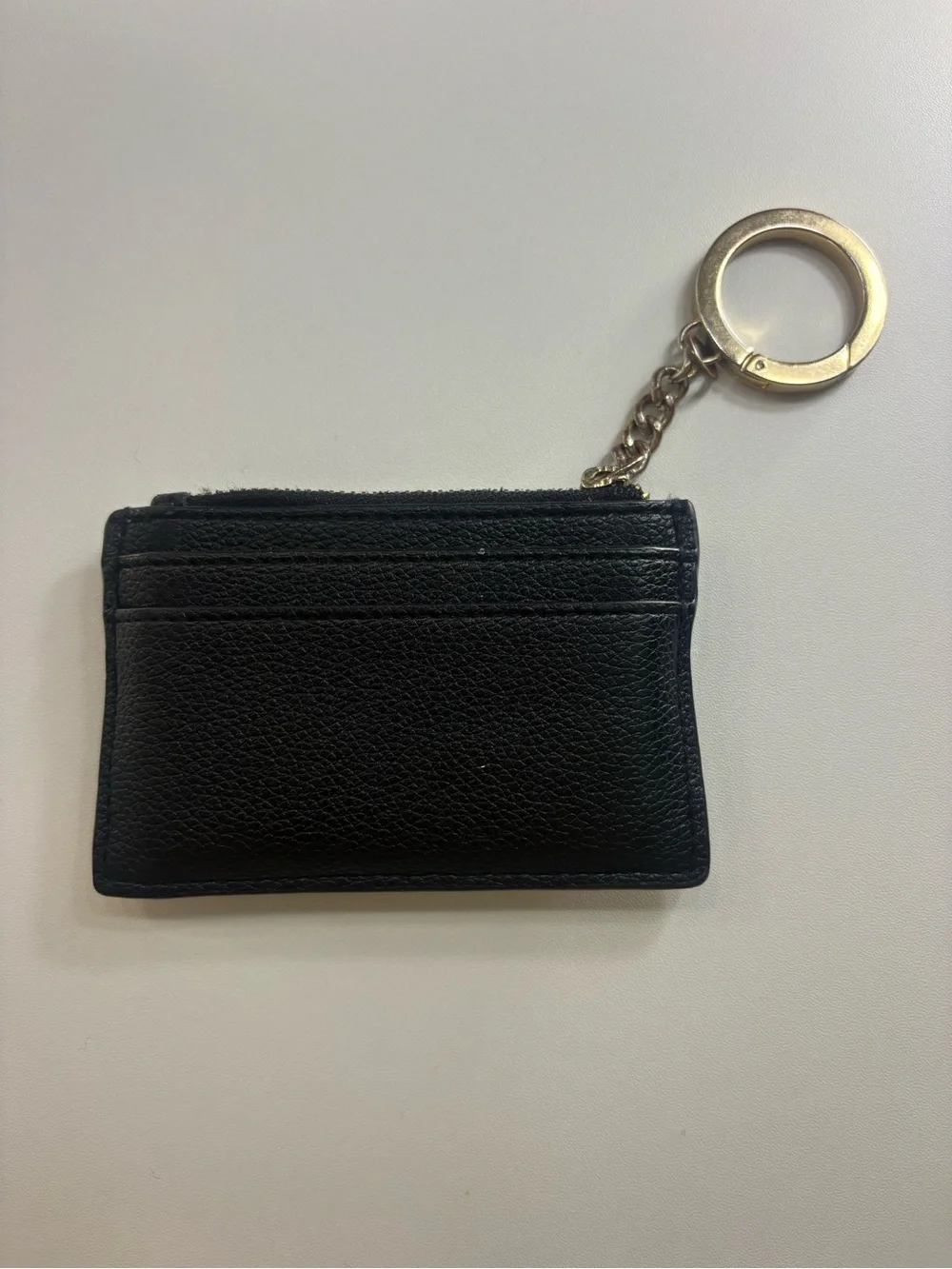 Victoria's Secret Black Quilted Cardholder Keyring with Gold V Accent